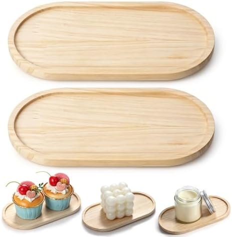 2Pcs Bamboo soap Dispenser Tray, Small Wooden Trays Dispenser Trays