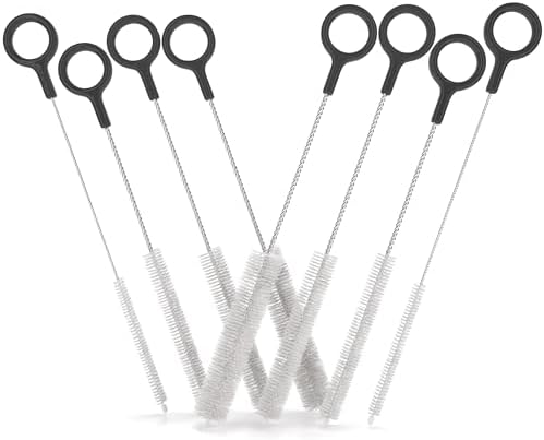 Buenalife Heavy Duty Cleaning Brushes Set of 8 - Extra Long Straw Cleaners for Metal and Plastic Reusable Drinking Straws, to Clean Small Spaces, Sippy Cups, Water Bottles - Sturdy Hard Brush Bristles