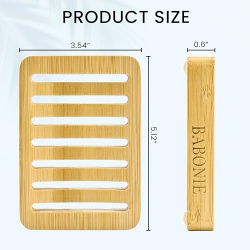 Bar Soap Holder, 2 Pack Self Draining Bamboo Sponge Holder - Curved Surface Slotted Soap Dish for Shower, Bathroom, Bathtub, Sink, RV, Packed in A Case(Bamboo Style)