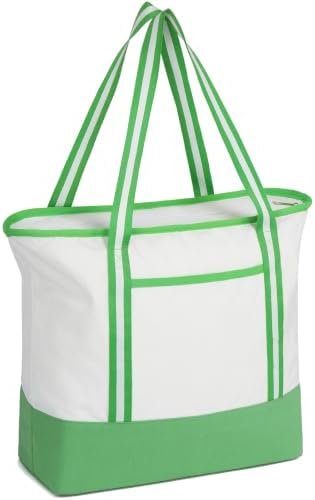Carbrea 15 Inch Large Canvas Tote Bag with Bottom Support, Green, 1 Pack