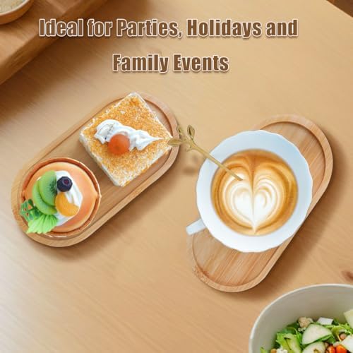 6Pcs Bamboo Tray for Bathroom, Small Wooden Trays Decorative for Candle