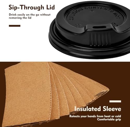 YEEHAW 16 oz 50 Pack Coffee Cups with Lids & Sleeves