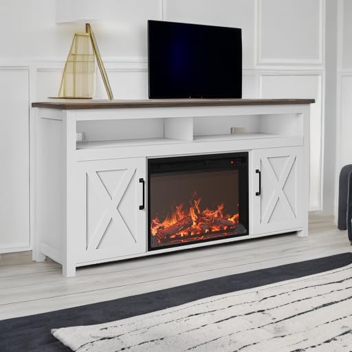 BELLEZE 58" Farmhouse Fireplace TV Stand