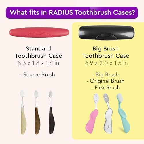 RADIUS Toothbrush Travel Case – Fits Big Brush, Original, Flex & Scuba Brushes BPA-Free Recycled Plastic, Portable, Durable & Eco-Friendly for Home, School, Travel, Pastel Pink
