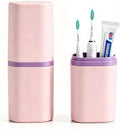 Travel Toothbrush Case - 2 in 1 Portable Travel Toothbrush Holder with Mouthwash Cup, Dustproof Toothbrush and Toothpaste Case for Traveling Camping Business Trip Dorm Bathroom