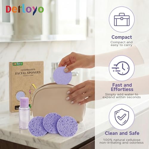 100-Count Compressed Facial Sponges, Purple Round