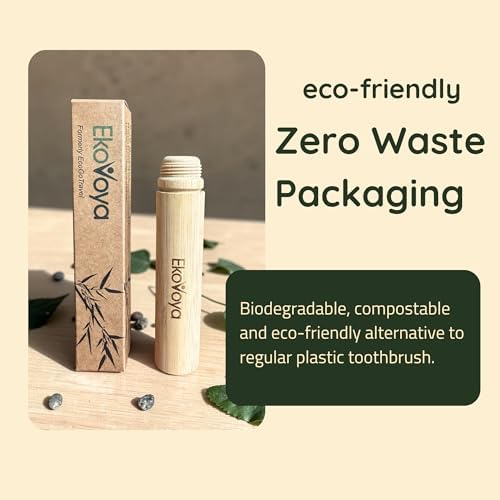 Bamboo Screwable Toothbrush with Case, 2-Piece Design, Soft BPA-Free Bristles, Natural Compact Travel Toothbrush for Camping & Daily Use