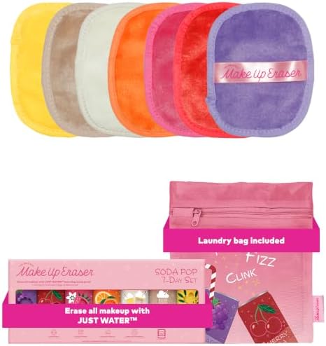 The Original MakeUp Eraser 7-Day Set, Erase All Makeup with Just Water, Including Waterproof Mascara, Eyeliner, Foundation, Lipstick, Sunscreen, and More! Soda Pop 7ct