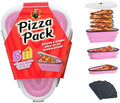 PIZZA PACK The Perfect Reusable Pizza Storage Container with 5 Microwavable Serving Trays - BPA-Free Adjustable Pizza Slice Container to Organize & Save Space, Pink