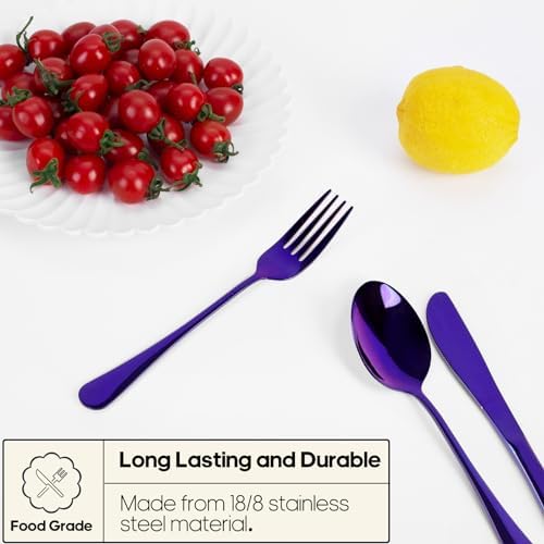 Quatish 5 Piece Travel Utensils with Case, Portable Cutlery Set, Purple