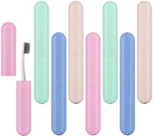 Tecbeauty 8Pcs Travel Toothbrush Case, Portable Toothbrush Holder Container Protector Cover for Travel, Business, Camping, School