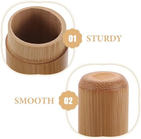 Bamboo Toothbrush Case Portable Travel Holder Round Tube Toothbrush Storage Box Lightweight for Hiking Camping Fits Standard Size Toothbrushes 2 Pack