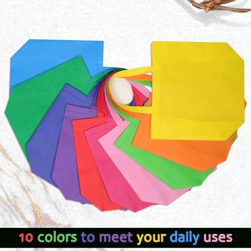 Large Non Woven Tote Bags, 15.7'' Rainbow Reusable Shopping Bags for Groceries