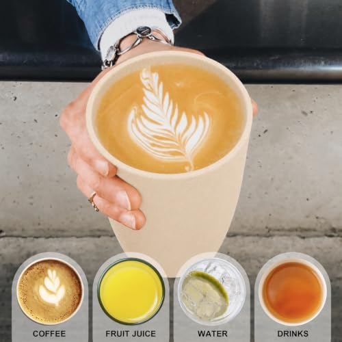 Wrova Wheat Straw Cups 6 PCS Good Alternative to Plastic Reusable Cups 20 oz Unbreakable Drinking Cup Reusable Dishwasher Safe Water Plastic Glasses Beige