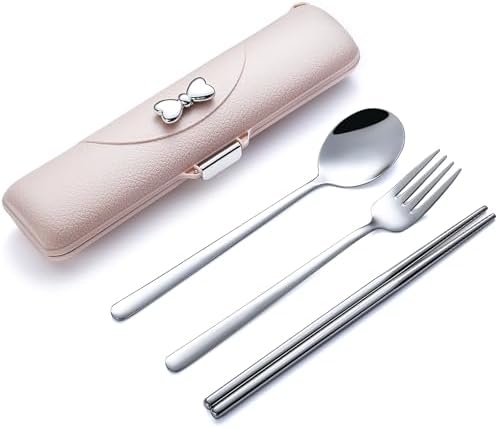 DEVICO Travel Silverware Set with Case,Portable Lunch Utensils Set for Work