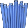 Fiesta First 10 EXTRA WIDE Long Reusable Hard Plastic Drinking Straws + Cleaning Brush - Fat Thick Large Jumbo Straws for Smoothies and Milkshakes - Blue - Dishwasher Safe BPA Free