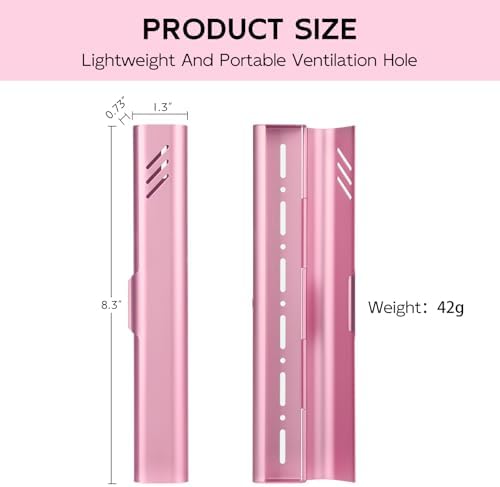 Travel Toothbrush Case, 2Pack Portable Toothbrush Holders, Durable Aluminum Toothbrush Storage Box, Small Breathable Manual Toothbrush Container for Traveling, Camping, Business Trip - Pink