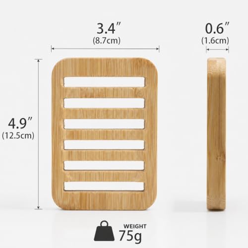 Bamboo Soap Dish, Soap Holder Soap Case Sponge Tray Sponge Drain Rack for Kitchen & Bathroom