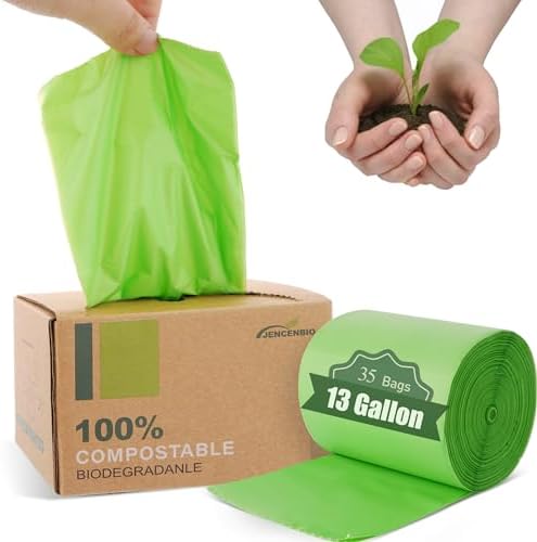 Compost Bags 13 Gallon, 50Liter Extra Thick 1.1 Mils Compostable Food scrap waste bags with US BPI ASTM D6400 and Europe OK Compost Home Certified