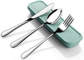 SAOSHYPEI Portable Cutlery Set with Case, 4-Piece Stainless Steel, Silver