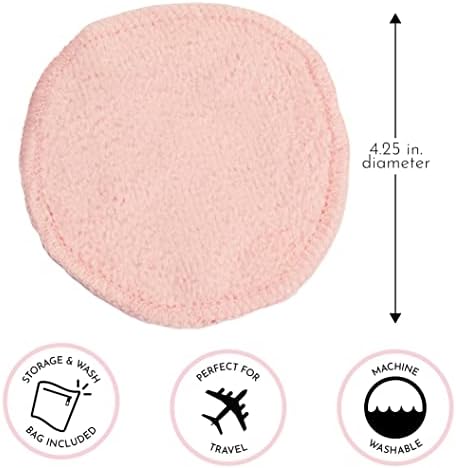 S&T INC. Makeup Remover Wipes for Skin Care with Laundry and Storage Bag, Reusable Makeup Wipes or Face Towels, Travel Essentials, Pink, 4.25 In. Diameter, 16PK
