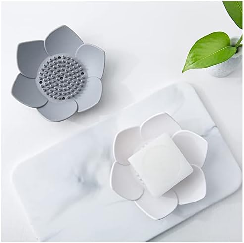 2 Pack Silicone Soap Tray Dishes Soap Holder Saver Draining Bathroom Shower Sink Bathtub
