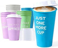 Plastic Reusable Coffee Cups with Lids, 15 Pack