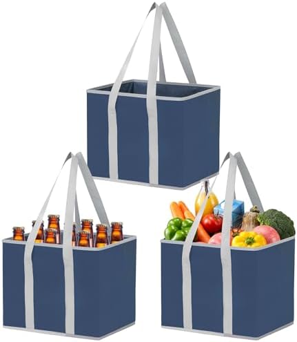 VENO 3 Pack Reusable Grocery Shopping Bags Utility Tote w/Sturdy Handles