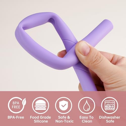 NiHome 6 PCS Extra Wide Reusable Bent Silicone Straws for Boba & Smoothies