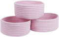 Small Woven Cotton Rope Baskets, Set of 3, Pink