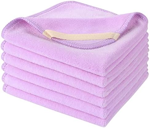SINLAND Microfiber Facial Cloths Fast Drying Washcloth 12inch x 12inch Light purple 6 pack