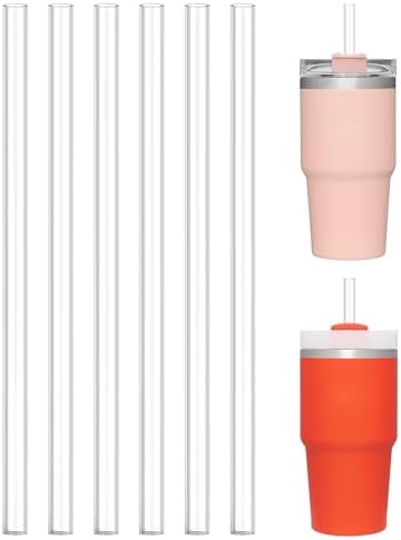 6 PCS Replacement Straws for Stanley|Owala|Simple Modern 40oz 30oz Tumbler, Reusable Clear Drinking Straws with Cleaning Brush for Stanley Cup Accessorie，BPA Free, Dishwasher Safe