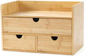Bamboo Desk Organizer with Drawers, 3-Drawer Desktop Storage Box