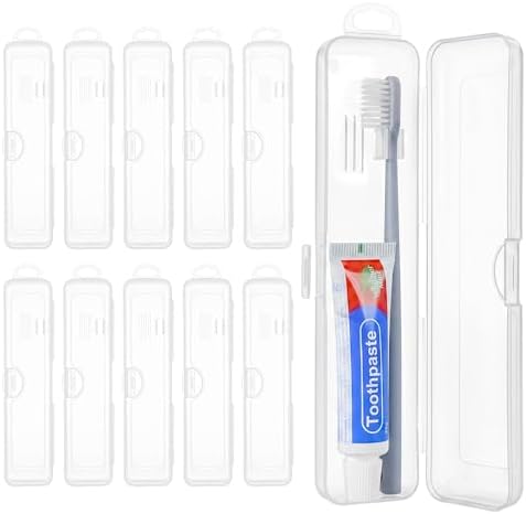 Travel Toothbrush Holder, Transparent (10-Pack)
