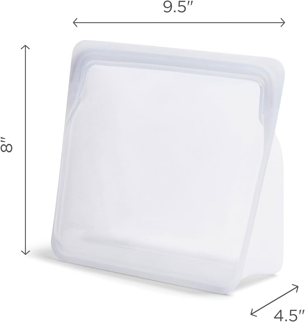 Stasher Premium Silicone Reusable Food Storage Stand-Up Bag Mega, Aqua, Microwave, Sous Vide, Dishwasher, Oven and Freezer Safe, BPA Free, Leak-free, Eco-friendly, 104 Oz