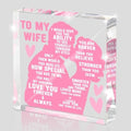 To My Wife Gift from Husband, Heartfelt Romantic Love Plaque, Anniversary and Valentine's Day Gift for Wife, Wedding Keepsake for Birthday, Christmas, Pink Acrylic Desk Decor, Valentine's Day decorations