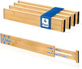 4 Pack 2.36" Bamboo Drawer Dividers, 17-22" Expandable Kitchen Organizers
