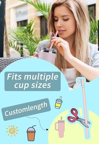 Doboli 12 Pack Replacement 12&13 inch Long Silicone Straw With Straw Cover,Compatible with Stanley 40 oz 30 oz Cup Tumbler, Reusable Straws with Cleaning Brush,for Stanley Tumbler Accessorie