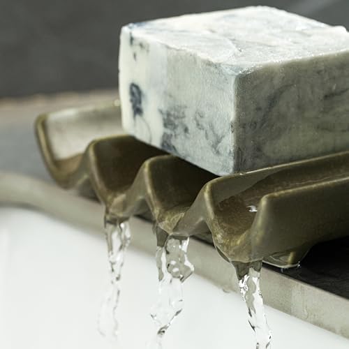 Bar Soap Holder, Ceramic Soap Dish for Shower, Bathroom Soap Saver