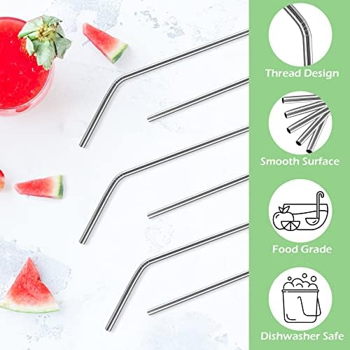 Besteek Home 6 Pcs Reusable Stainless Steel Metal Straws & Cleaning Brush