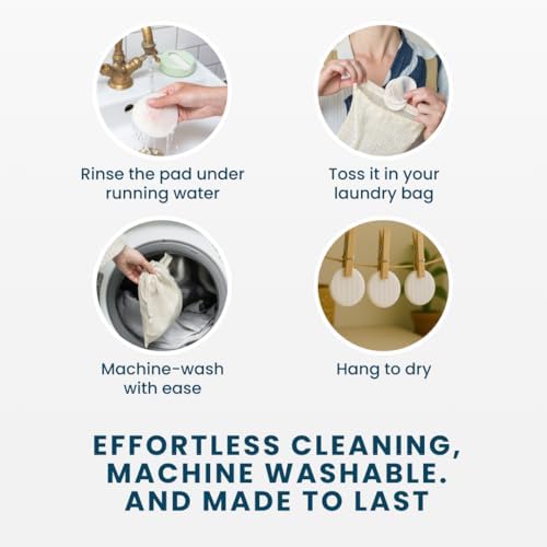 LastRound Reusable Makeup Remover Pads - 7 Washable Eco-Friendly Reusable Cotton Rounds for Face - Sustainable & Soft Cotton Face Pads for Facial Cleansing & Eye Makeup Removal - Travel Storage Case