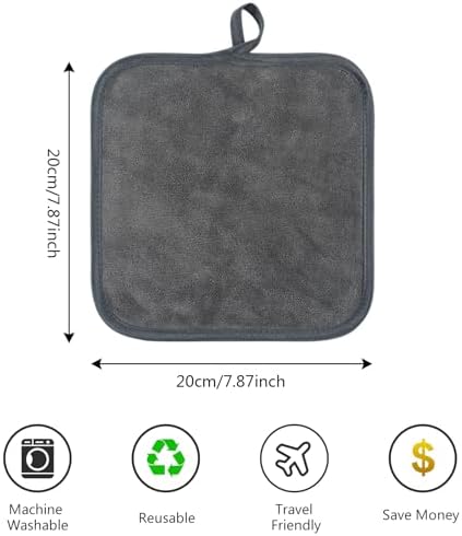 SINLAND Microfiber Facial Cloths Fast Drying Washcloth 8inch x 8inch Absorbent Face Wash Cloth Soft Makeup Remover Cloths