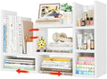 NUTIKAS Desk Shelves Desktop Organizer Shelf - White Office Organization for Top of Desk Organizers and Accessories Corner Bookshelf Table Top Shelving Small Hutch Decorations for Women Office