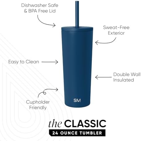 Simple Modern Iced Coffee Tumbler, Insulated | 24oz | Blue