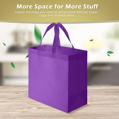 Reginary 100 PCS Non Woven Tote Bags Bulk,Purple