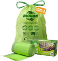 2.6-3 Gallon Compostable Trash Bags Drawstring 50 Bags Extra Thick 1 Mil 11.36 Liter Small Biodegradable Trash Bags for Kitchen Countertop Bin ASTM D6400, US BPI and OK Compost Home Certified