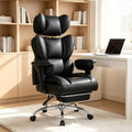 Big and Tall Office Chair 350 LBS, Scratch-Resistant PU Leather Executive Office Desk Chair with Footrest, Ergonomic Reclining Computer Chair with Pocket Spring Support for Home Office, Black
