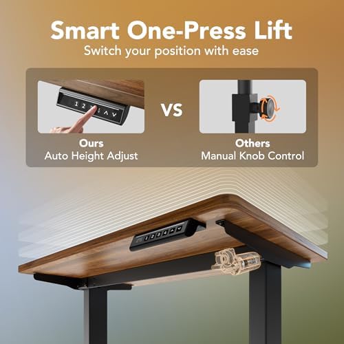 HUANUO 63x28 Inch Electric Standing Desk, Height Adjustable, Black Walnut