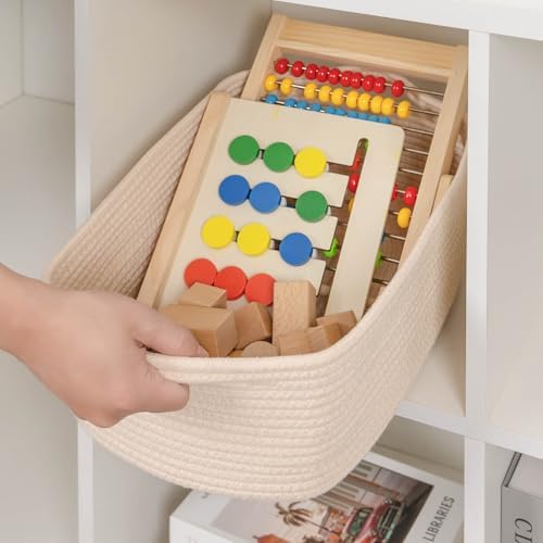 CubesLand Cute and Durable Small Cotton Rope Basket for Organizing