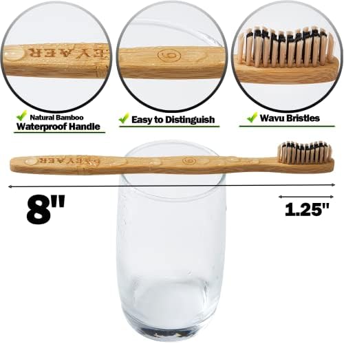 20 Count Bamboo Toothbrushes (Soft+Medium), Natural Wood Toothbrush Bulk, Eco-Friendly, BPA Free, Biodegradable & Compostable Charcoal Wooden
